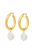 SADE HOOPS WITH PEARL CHARM BY BYCHARI