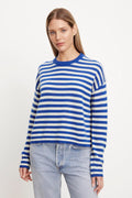 ALYSSA CASHMERE STRIPED CREW NECK SWEATER