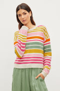 ANNY CASHMERE STRIPED CREW NECK SWEATER