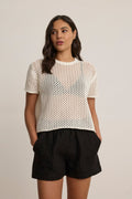 ASHLEY COTTON CASHMERE MESH SWEATER