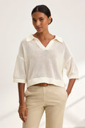 YORK COTTON CASHMERE MESH SWEATER POLO