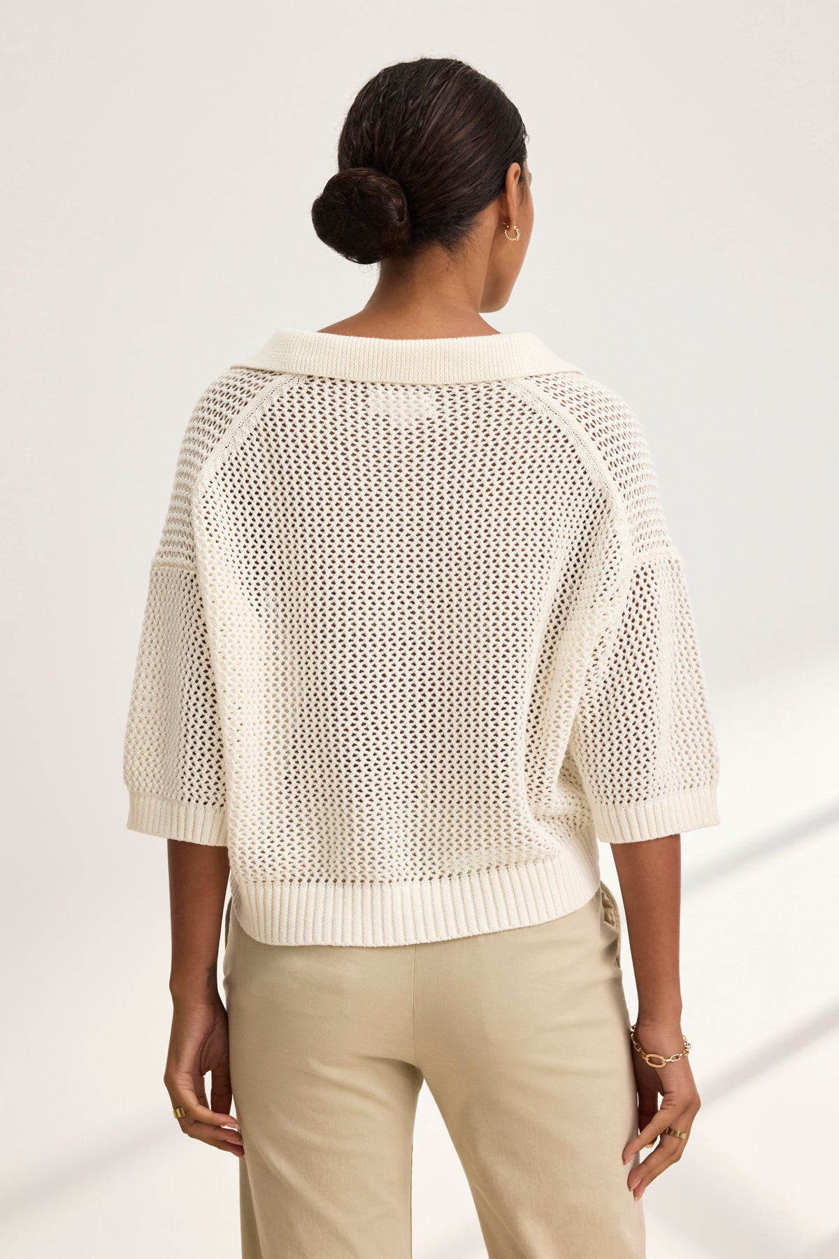 YORK COTTON CASHMERE MESH SWEATER POLO