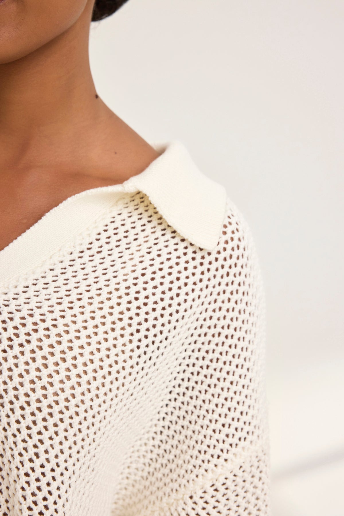 YORK COTTON CASHMERE MESH SWEATER POLO