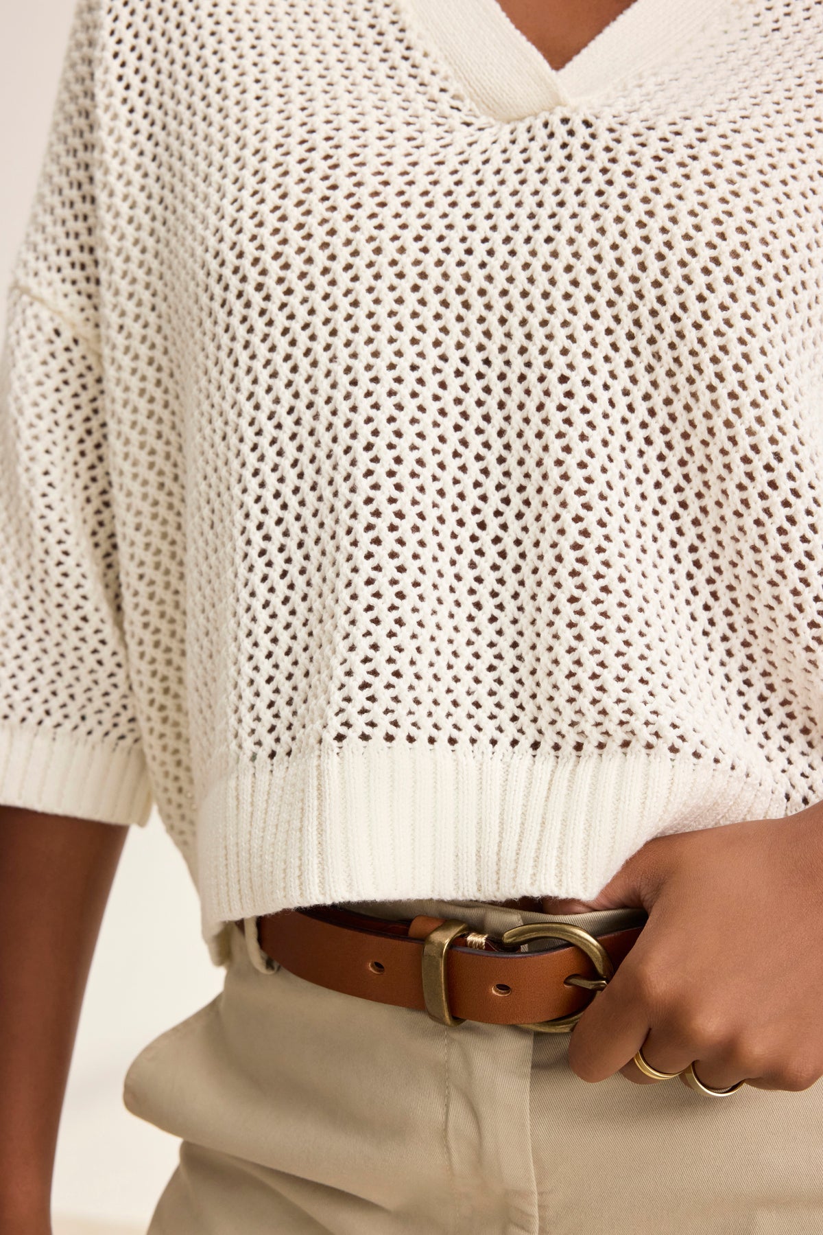 YORK COTTON CASHMERE MESH SWEATER POLO