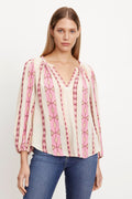 NANNI JACQUARD V-NECK BLOUSE