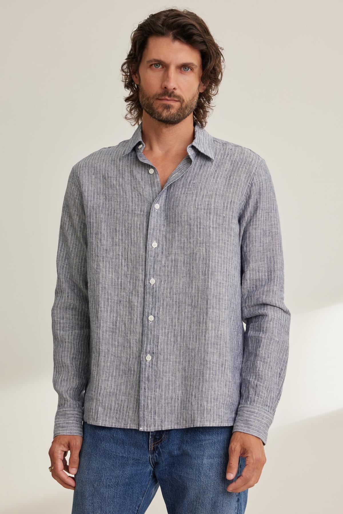 CARUSO LINEN BUTTON-UP SHIRT