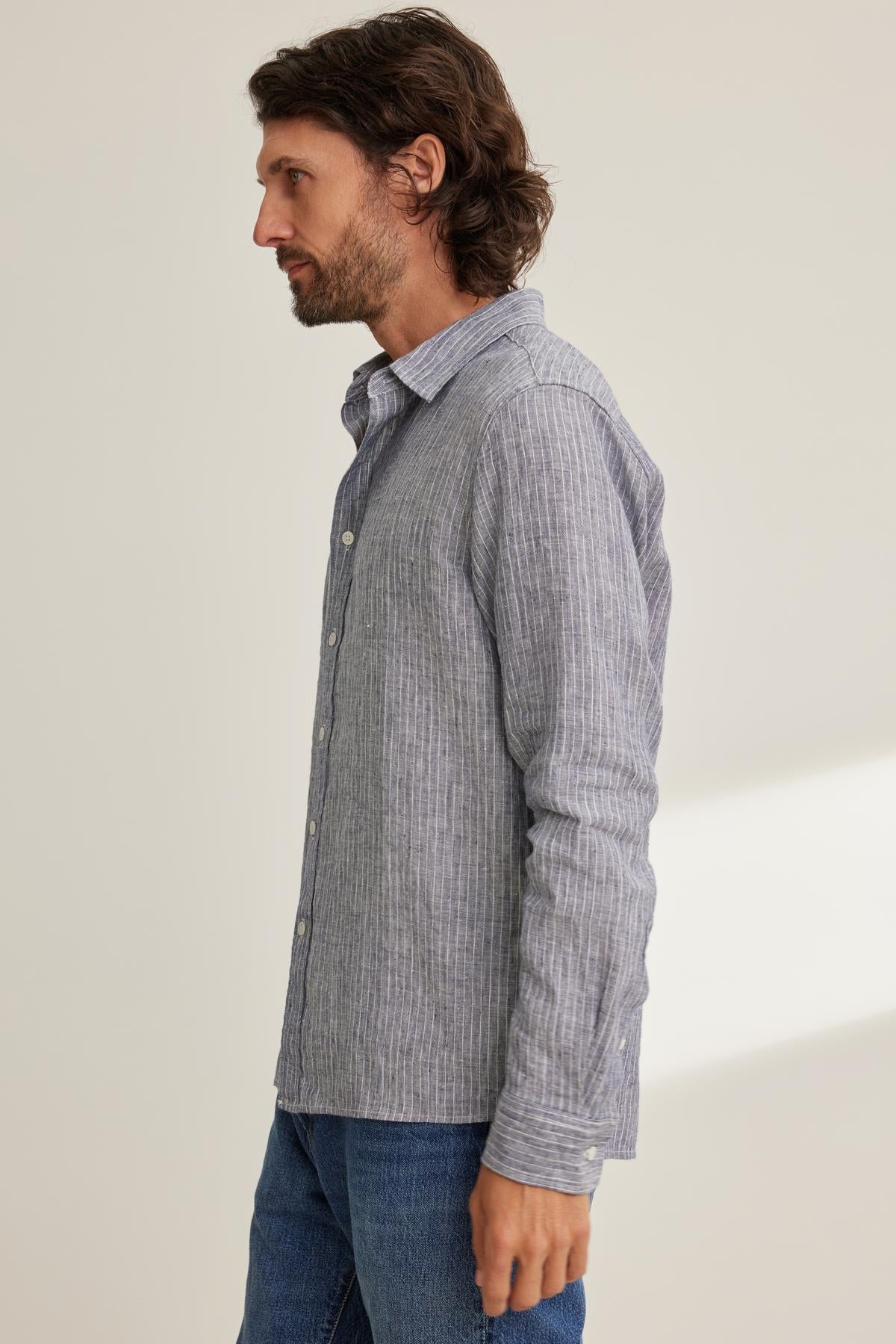 CARUSO LINEN BUTTON-UP SHIRT