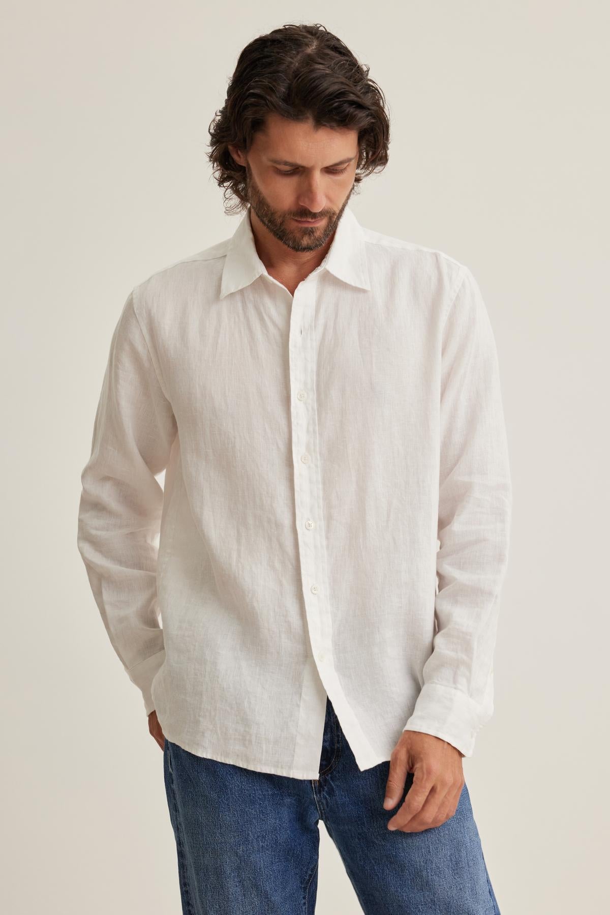 CARUSO LINEN BUTTON-UP SHIRT