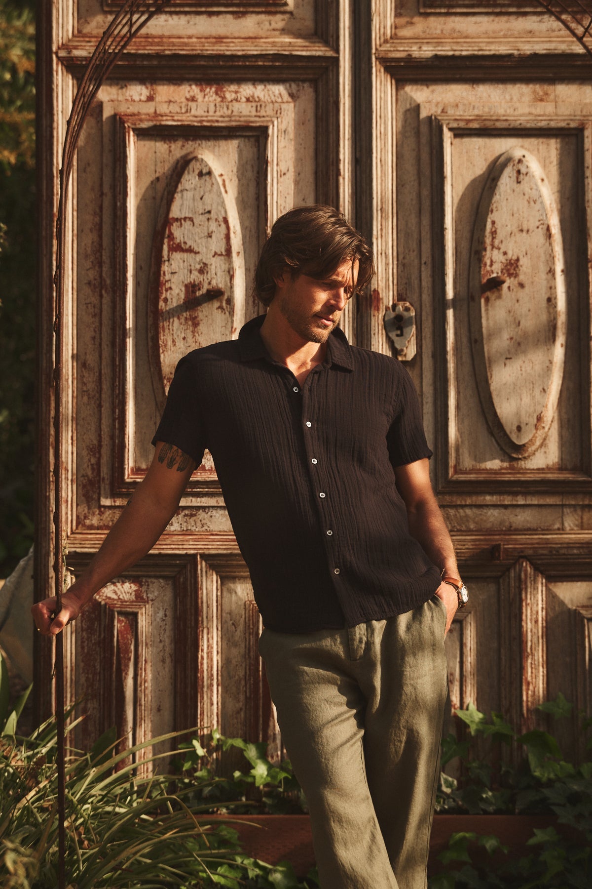CHRISTIAN COTTON GAUZE BUTTON-UP SHIRT