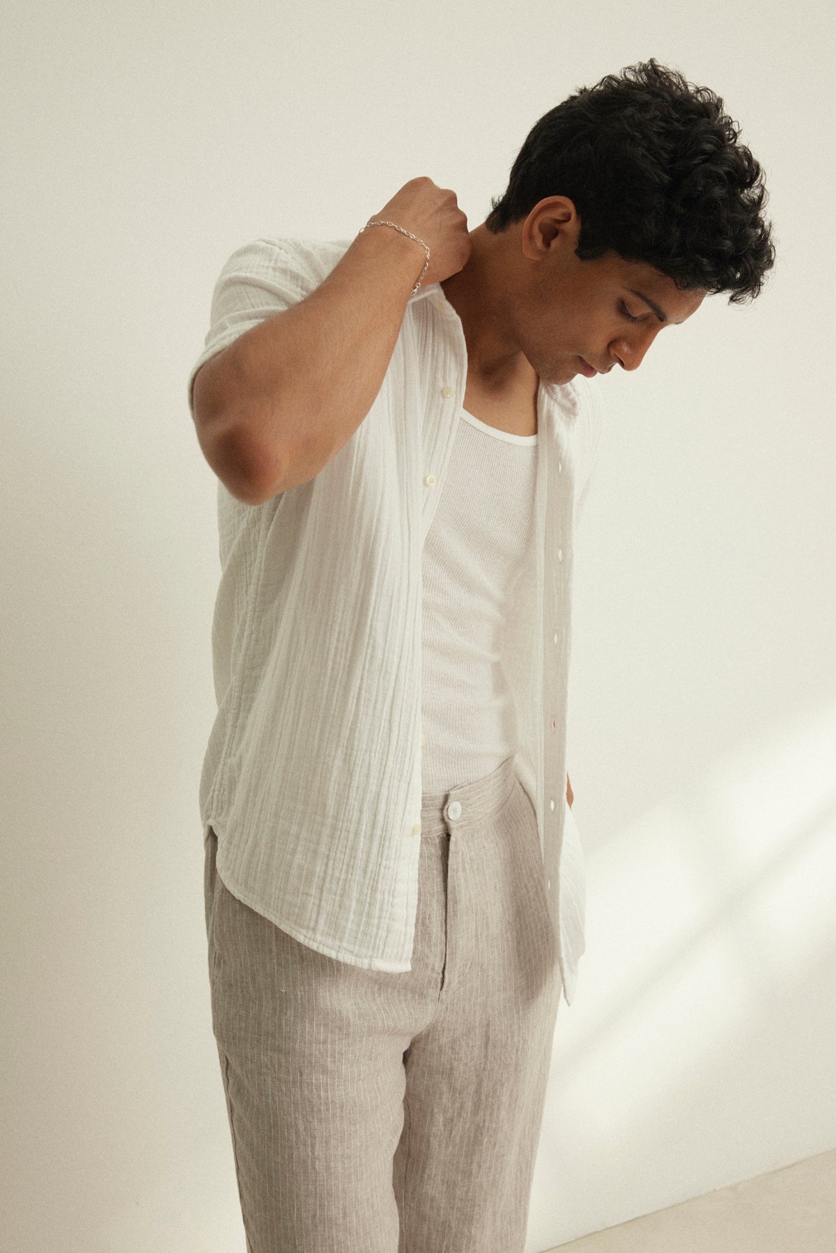 CHRISTIAN COTTON GAUZE BUTTON-UP SHIRT
