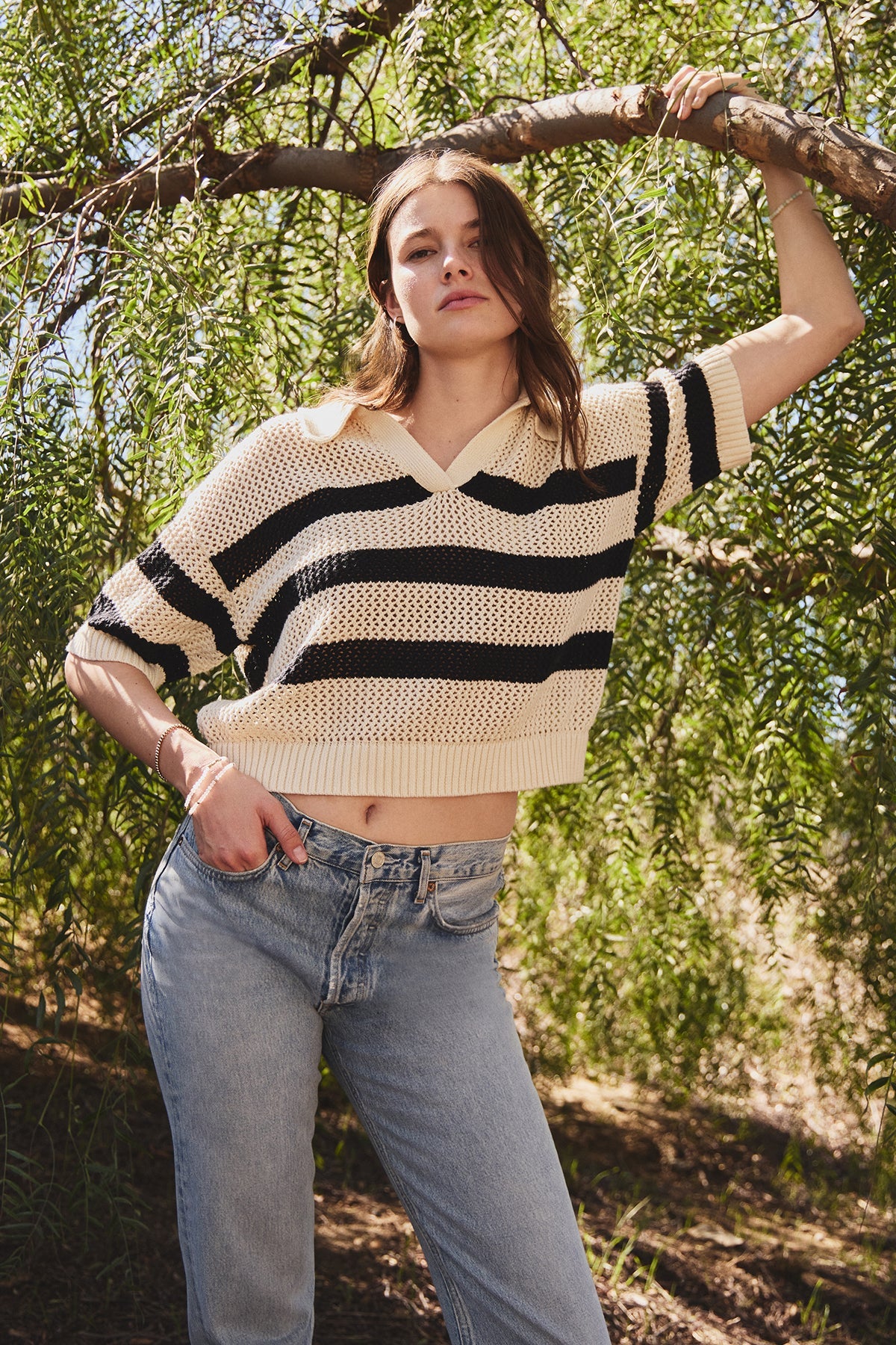 YORK COTTON CASHMERE MESH SWEATER POLO