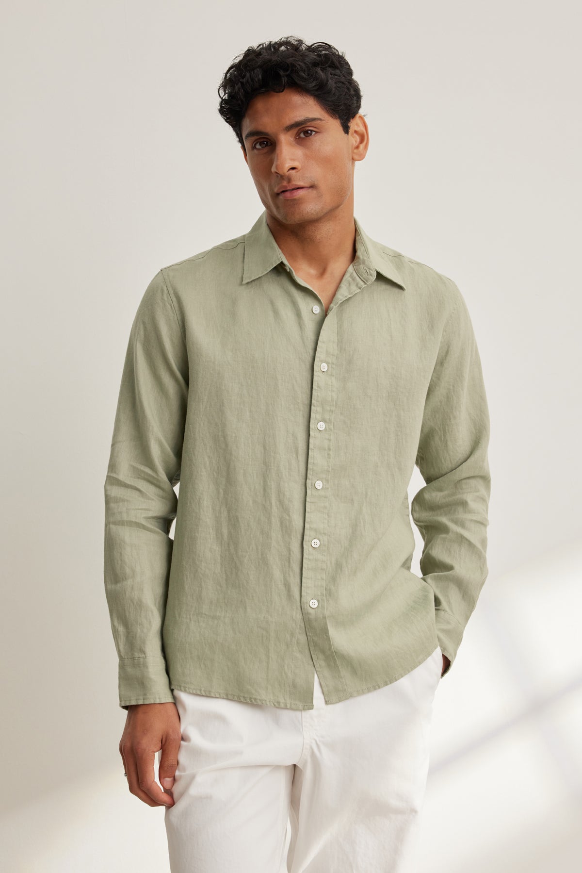 CARUSO LINEN BUTTON-UP SHIRT