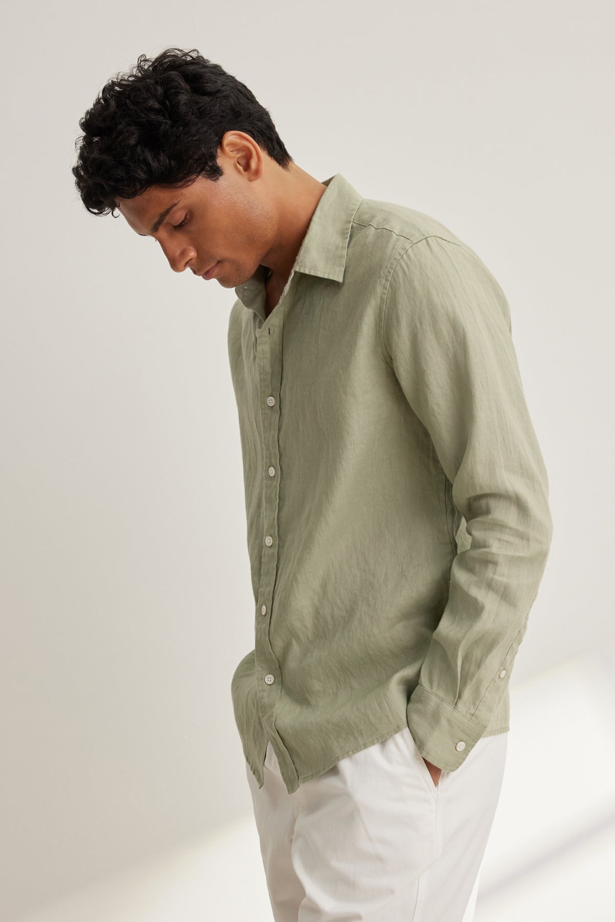 CARUSO LINEN BUTTON-UP SHIRT