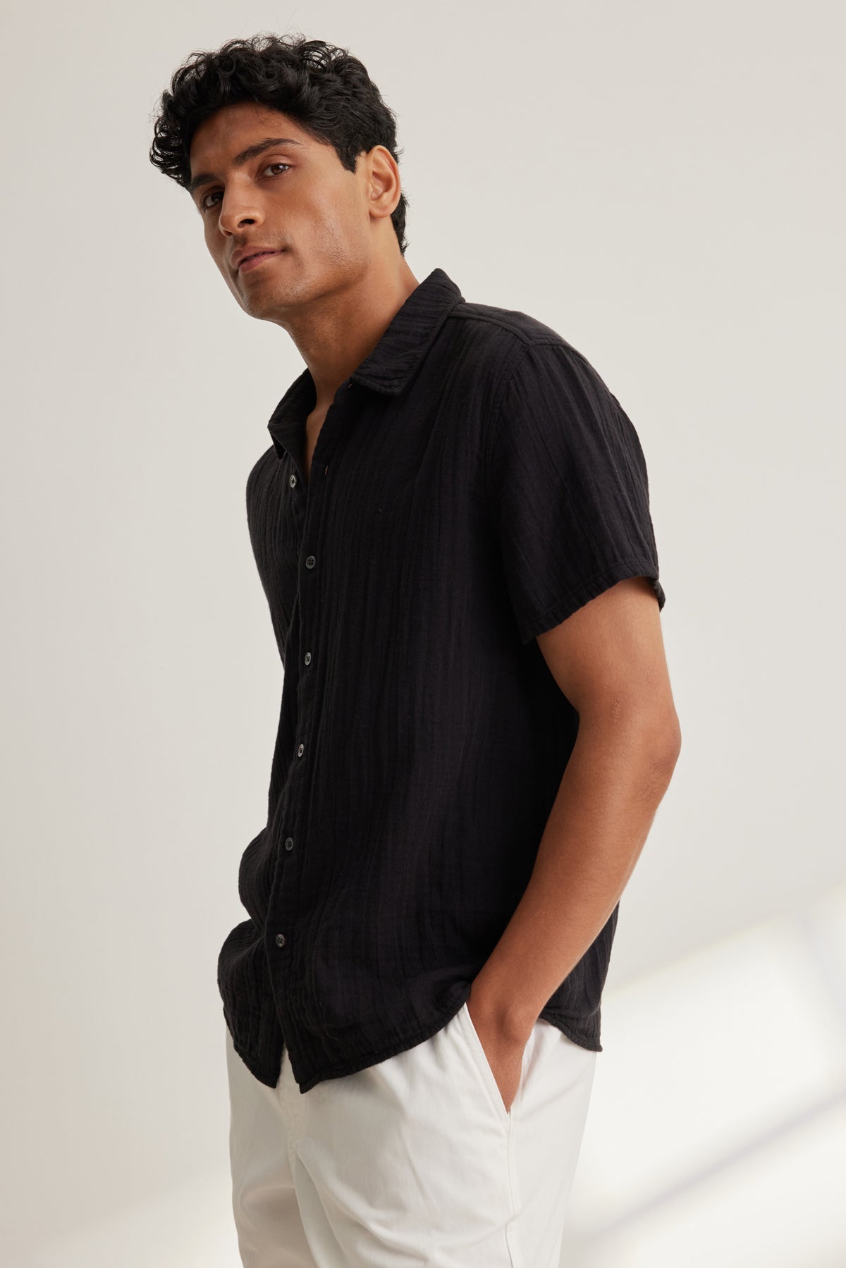 CHRISTIAN COTTON GAUZE BUTTON-UP SHIRT