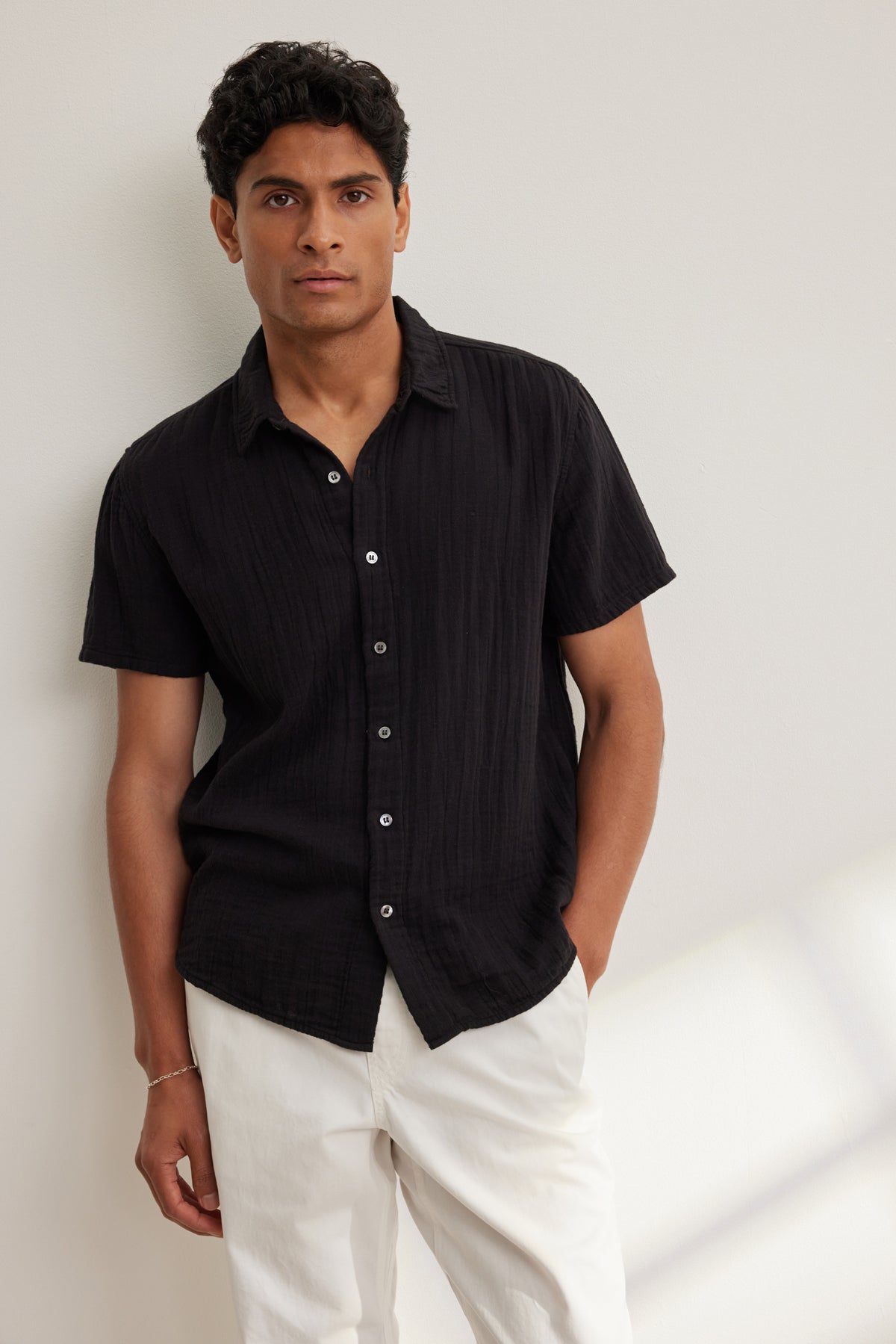 CHRISTIAN COTTON GAUZE BUTTON-UP SHIRT