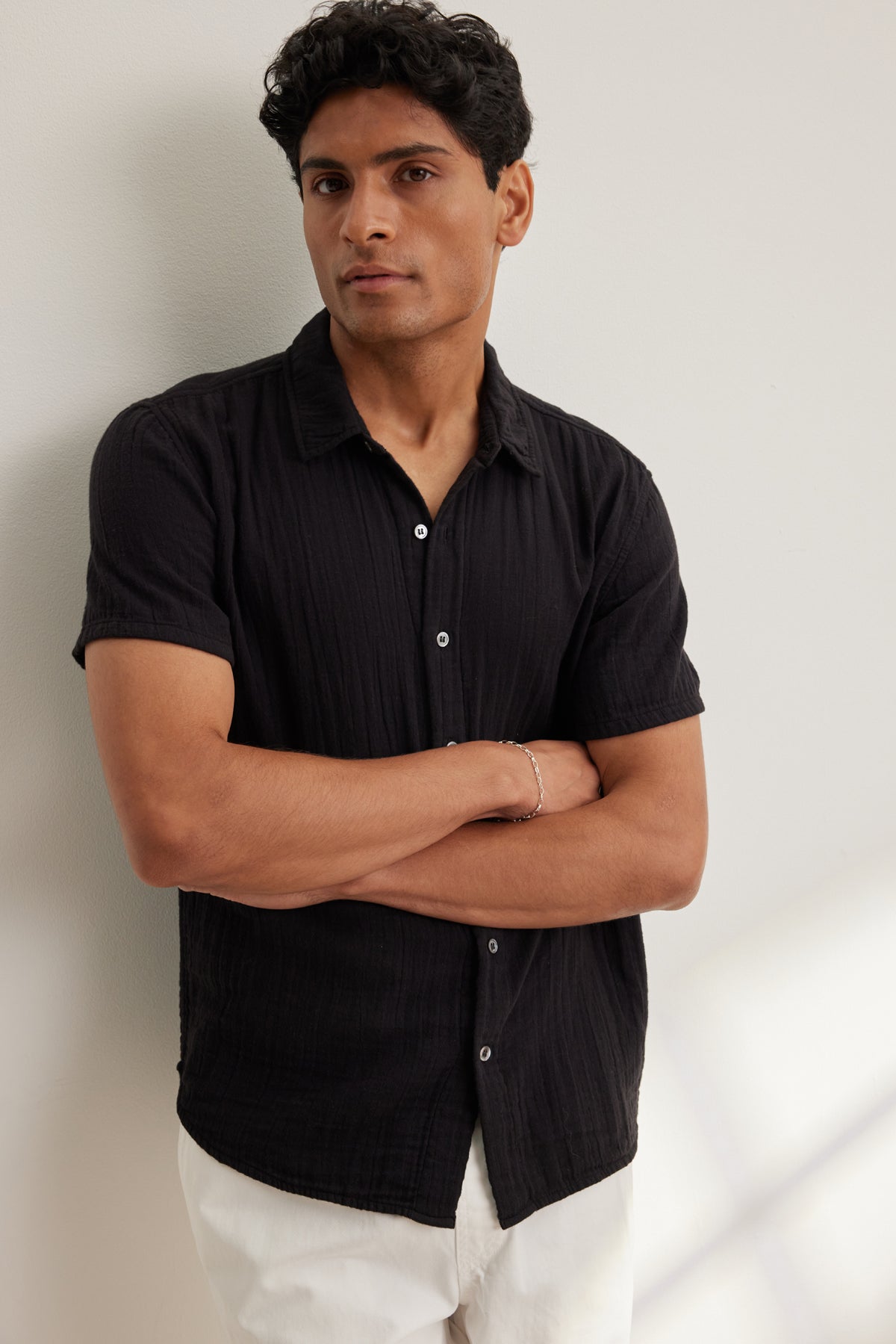CHRISTIAN COTTON GAUZE BUTTON-UP SHIRT