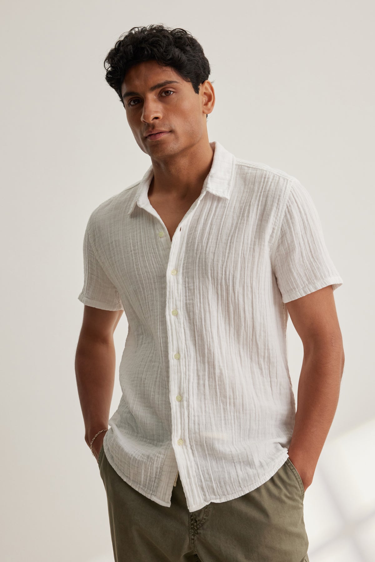 CHRISTIAN COTTON GAUZE BUTTON-UP SHIRT