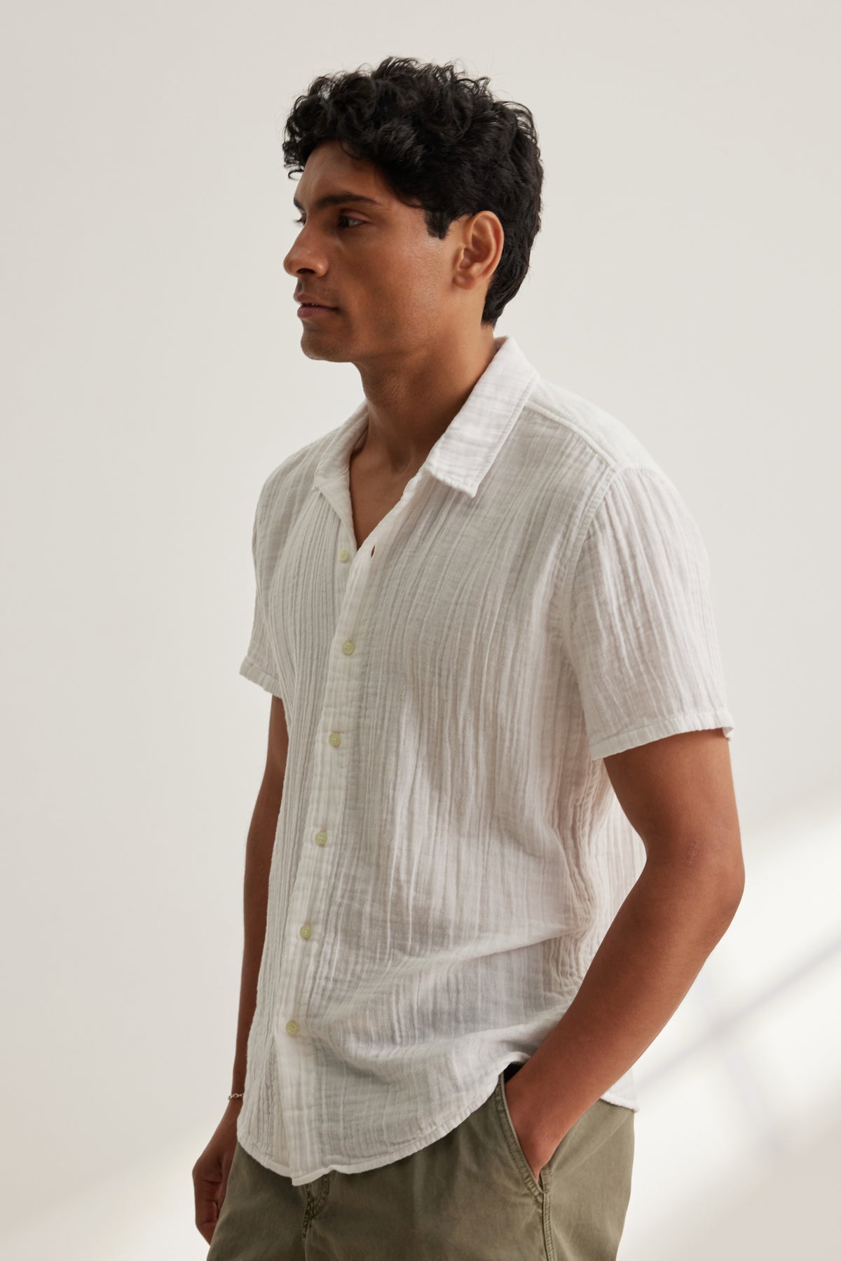 CHRISTIAN COTTON GAUZE BUTTON-UP SHIRT