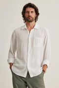 ELTON COTTON GAUZE BUTTON-UP SHIRT